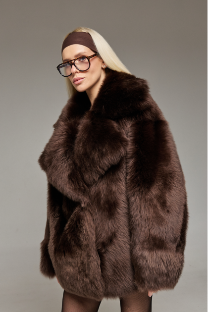 Double-sided chocolate-colored sheepskin coat